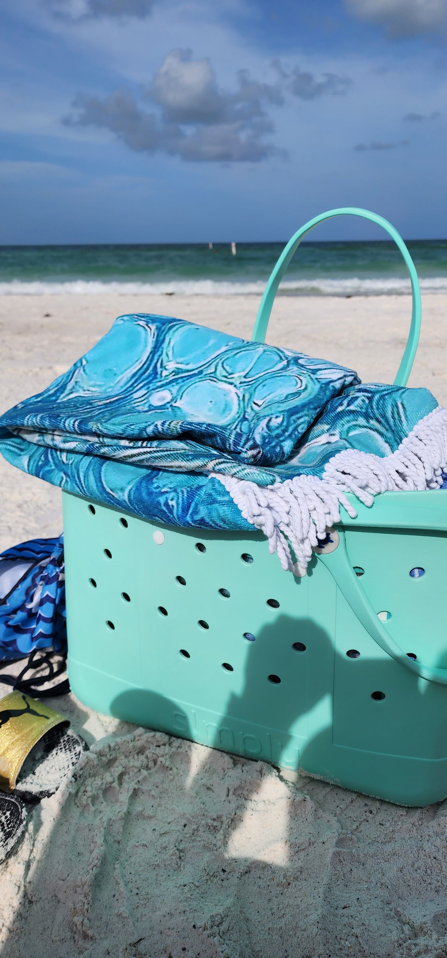 Blue Waters Round Beach Towel